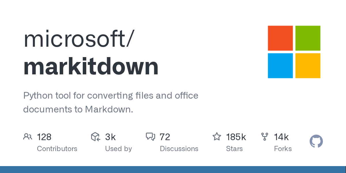 MarkItDown — Python tool for converting files and office documents to Markdown